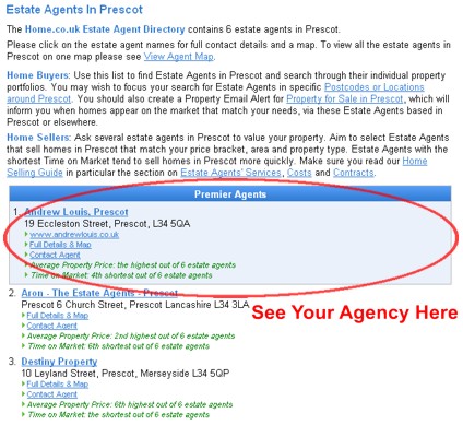 Agents results page showing premier agents highlighted at the top of the listings