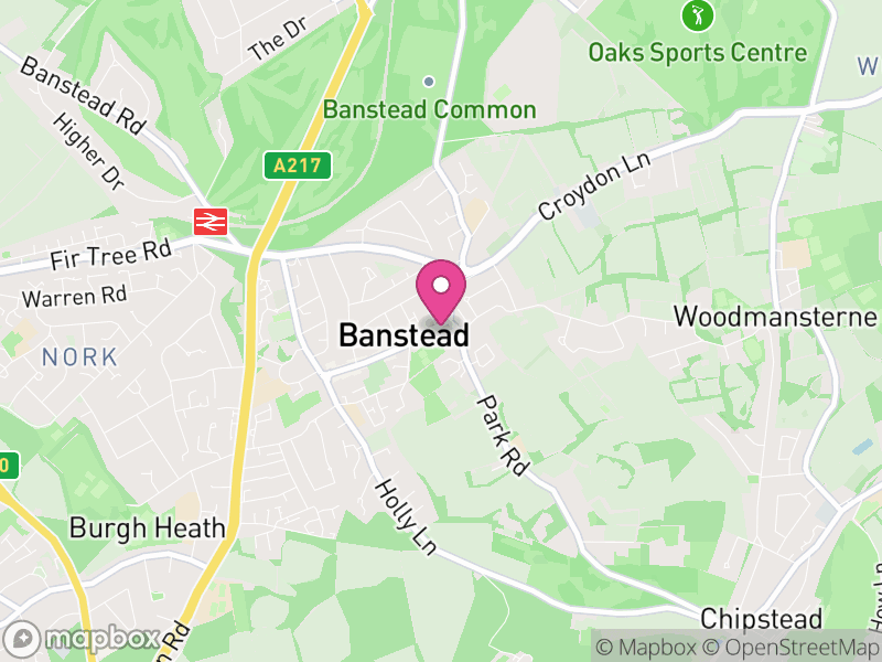 Map of properties for sale in Banstead