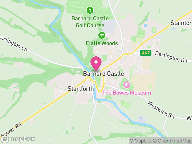 Map of properties for sale in Barnard Castle