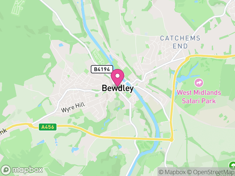 Map of properties for sale in Bewdley