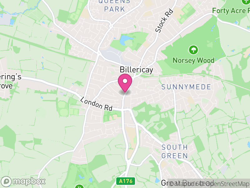 Map of properties for sale in Billericay