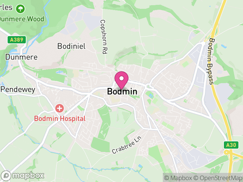 Map of properties for sale in Bodmin