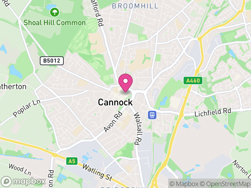 Map of properties for sale in Cannock