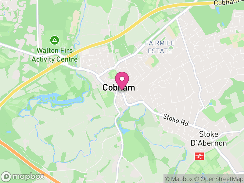 Map of properties for sale in Cobham
