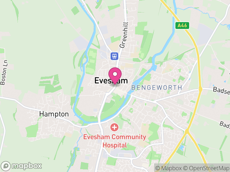 Map of properties for sale in Evesham