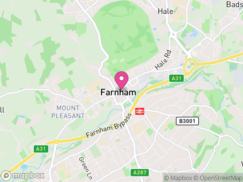 Map of properties for sale in Farnham