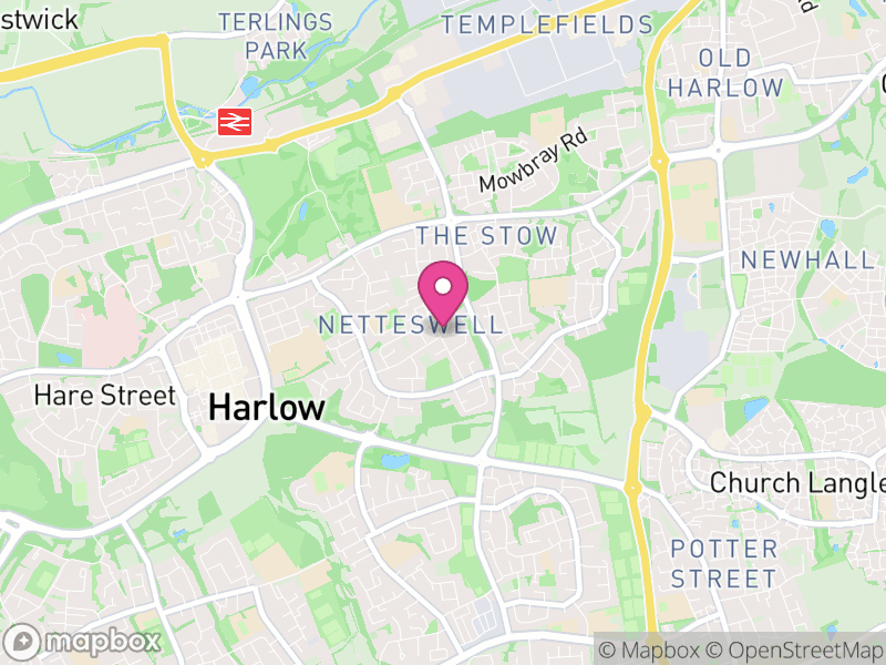 Map of properties for sale in Harlow