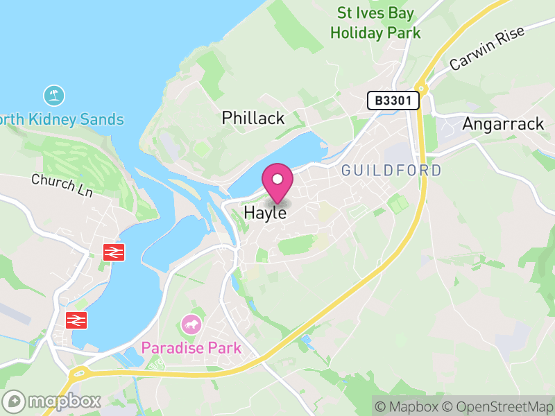 Map of properties for sale in Hayle