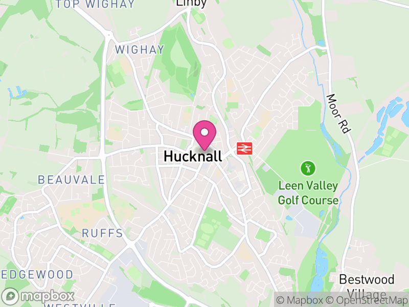 Map of properties for sale in Hucknall