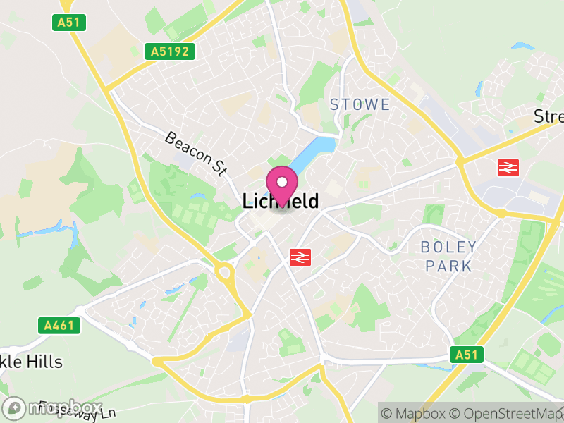 Map of properties for sale in Lichfield
