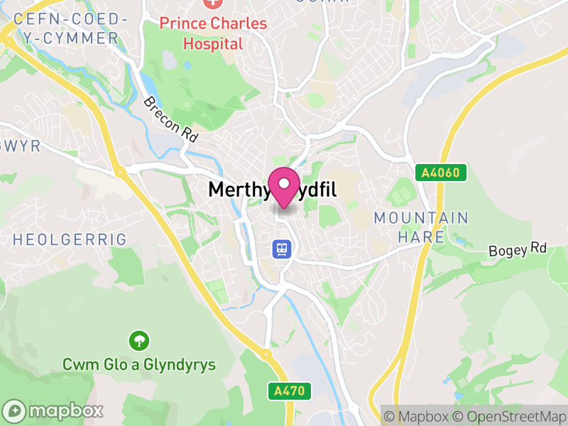 Map of properties for sale in Merthyr Tydfil