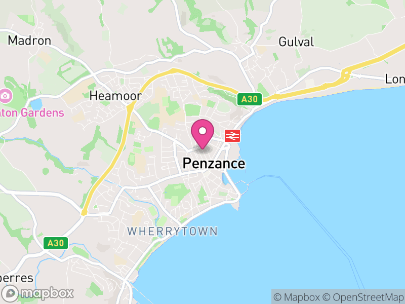 Map of properties for sale in Penzance