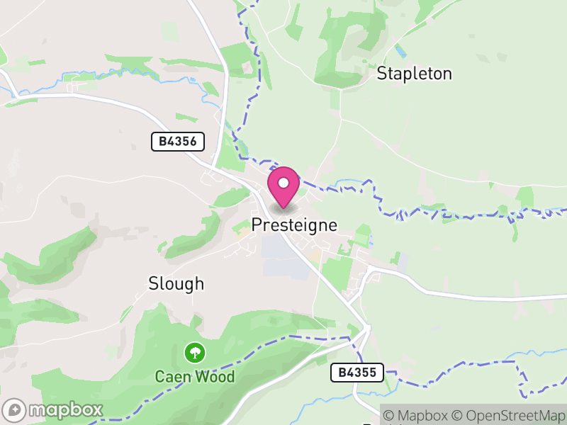 Map of properties for sale in Presteigne