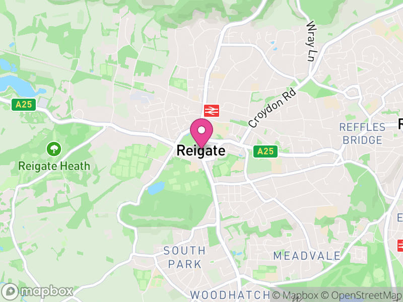 Map of properties for sale in Reigate