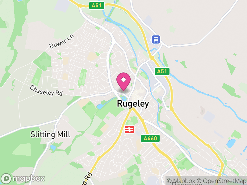 Map of properties for sale in Rugeley