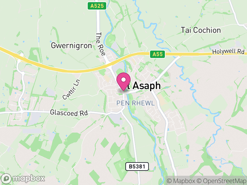 Map of properties for sale in St Asaph