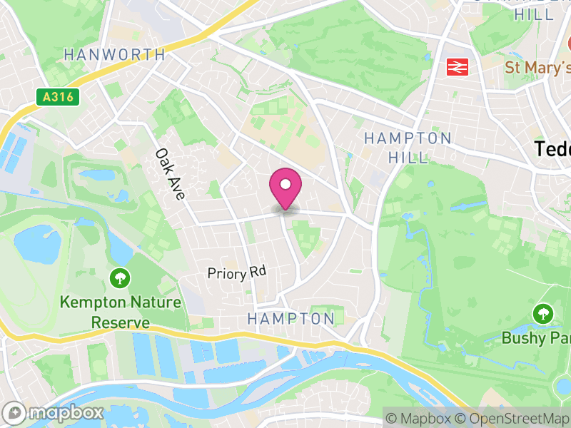 Map of properties for sale in TW12