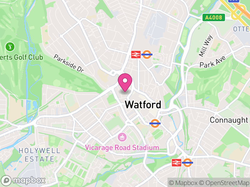 Map of properties for sale in Watford
