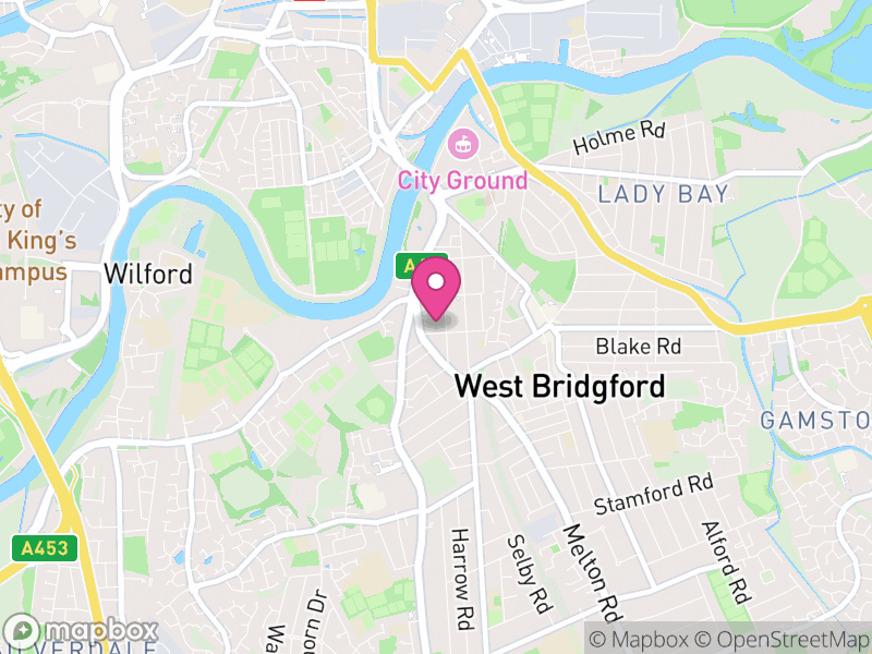 Map of properties for sale in West Bridgford