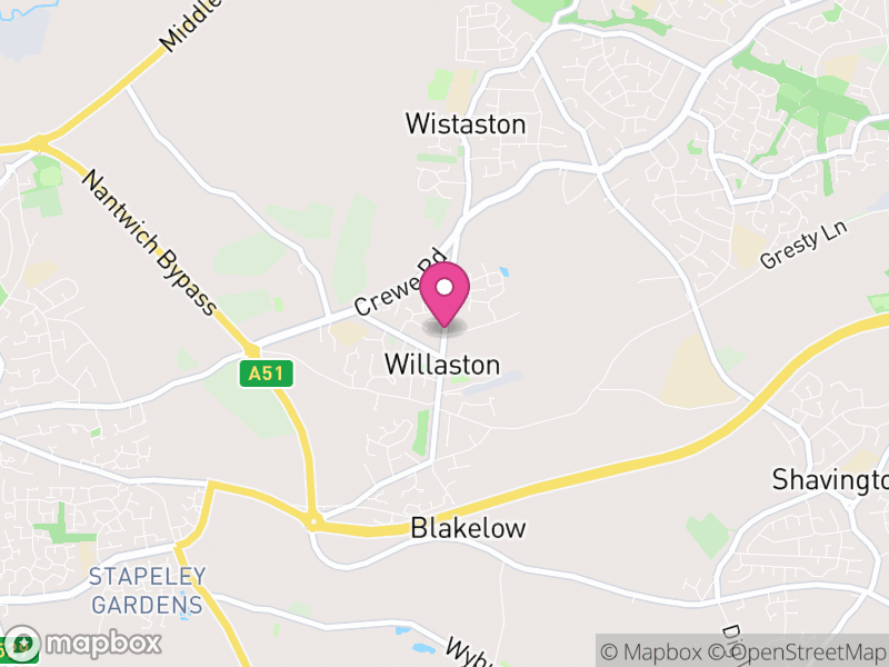 Map of properties for sale in Willaston